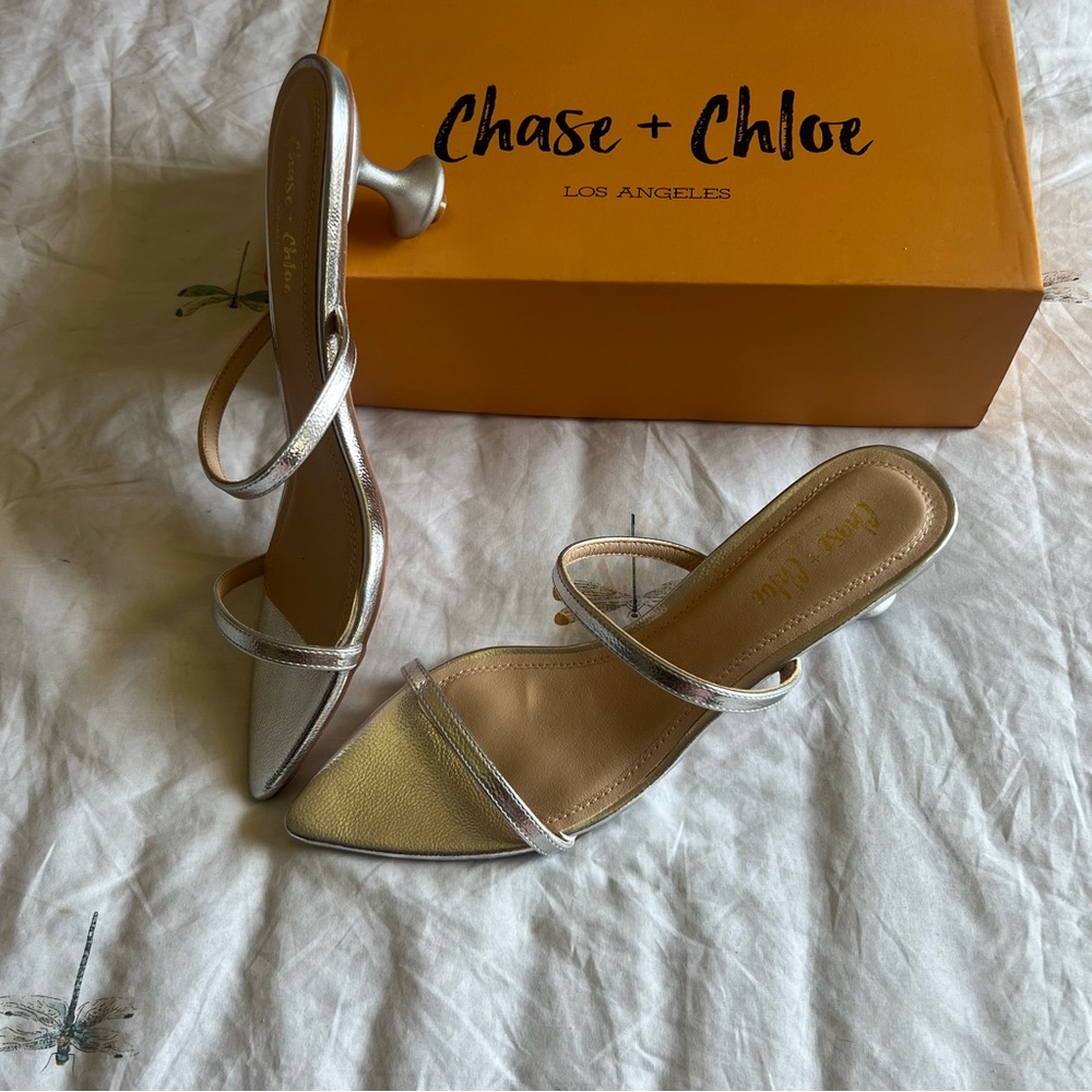 Chase + Chloe Silver Maribel kitten heels - Picture 7 of 8